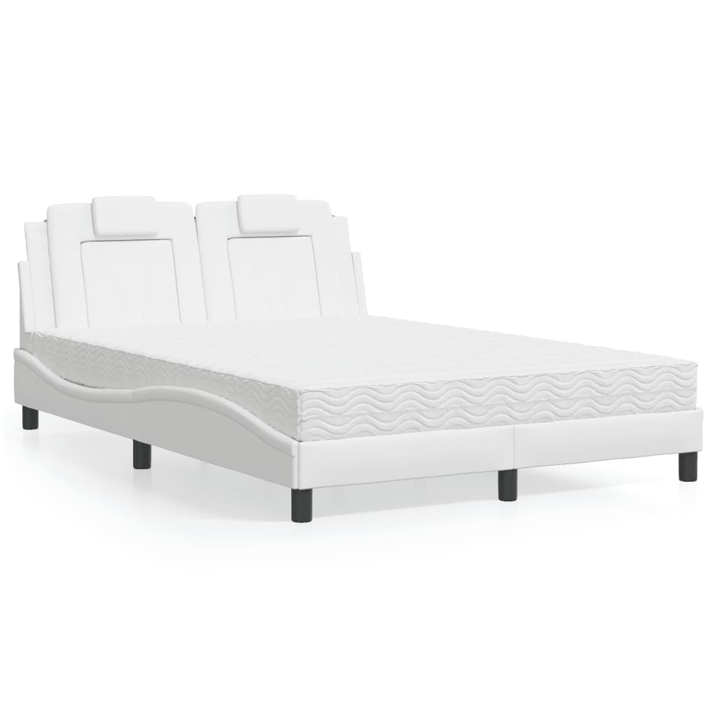 Cama viana com colchão 140x200 cm couro artificial branco