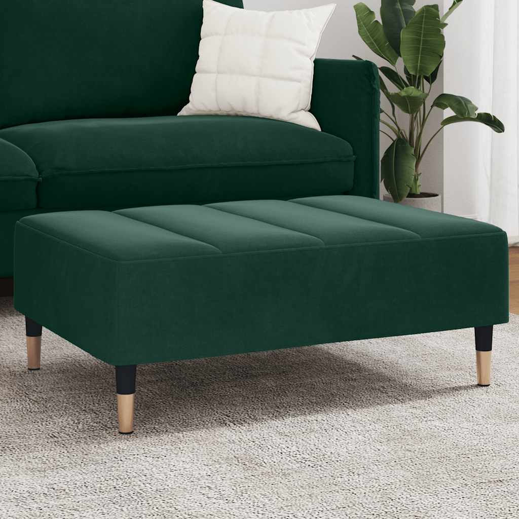Apoio de pés 77x55x31 cm veludo verde-escuro