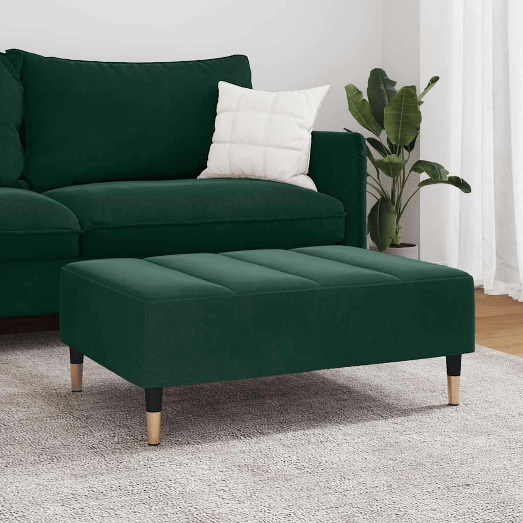 Apoio de pés 77x55x31 cm veludo verde-escuro
