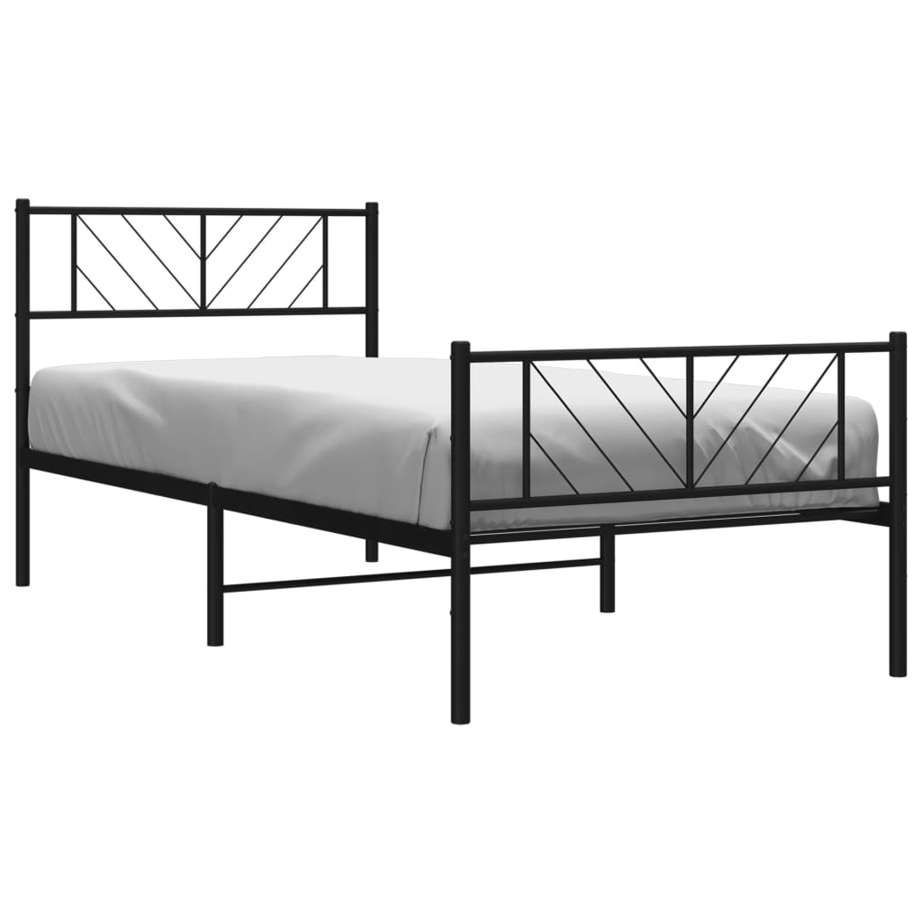 Estrutura de cama com cabeceira e pés 80x200 cm metal preto