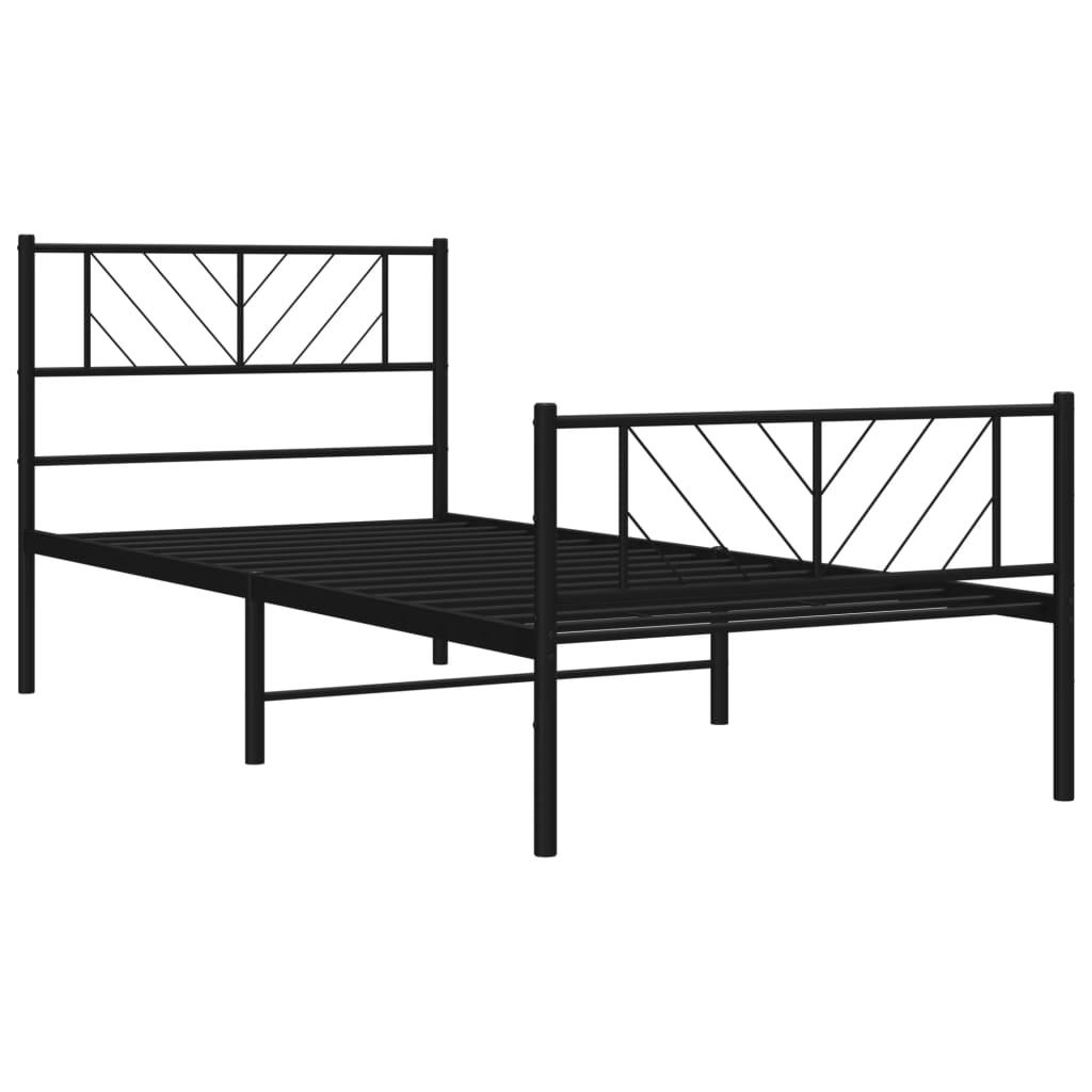 Estrutura de cama com cabeceira e pés 80x200 cm metal preto