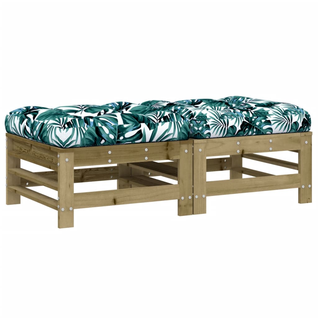 Apoios de pés p/ jardim c/ almofadões 2 pcs pinho impregnado