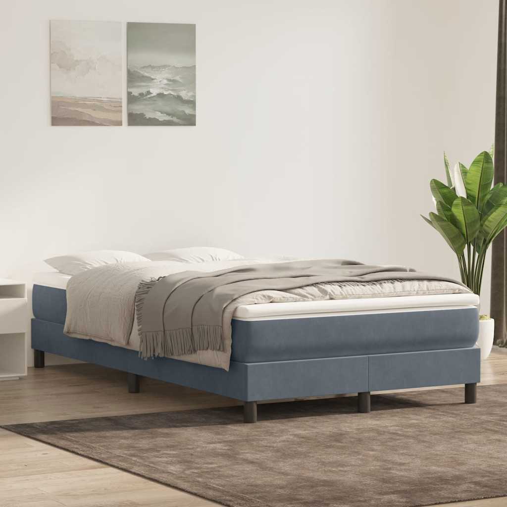 Box cama de molas sem colchão cinzento escuro 120x210 cm veludo