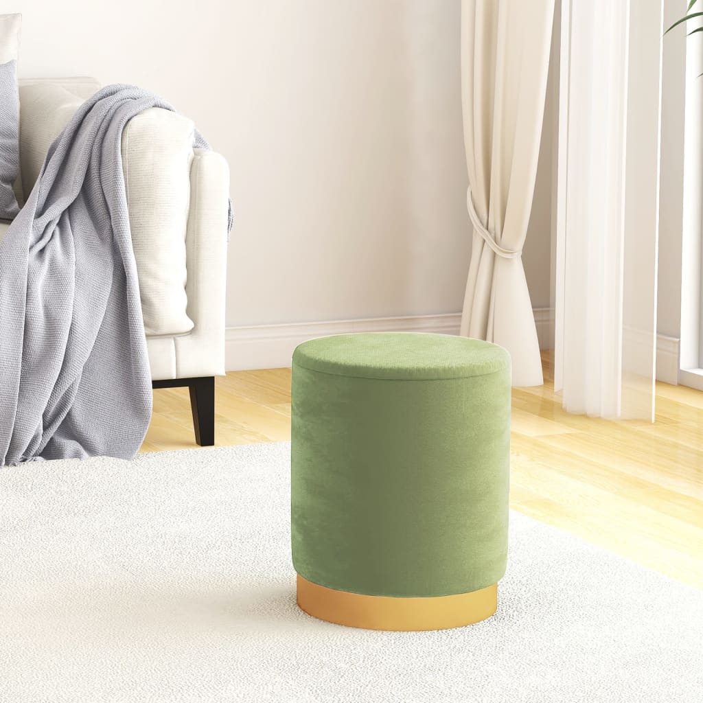 Banqueta com arrumação redonda veludo 31 x 37 cm cor mostarda