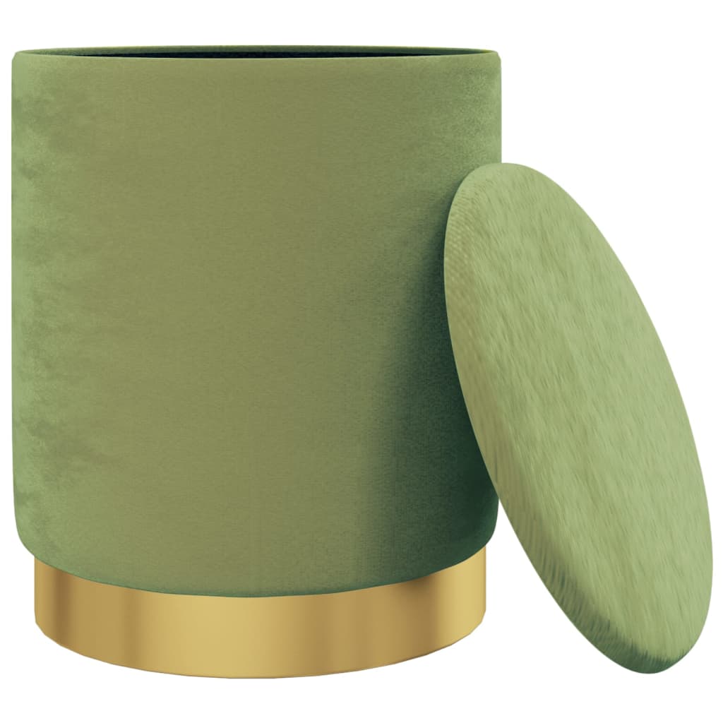 Banqueta com arrumação redonda veludo 31 x 37 cm cor mostarda