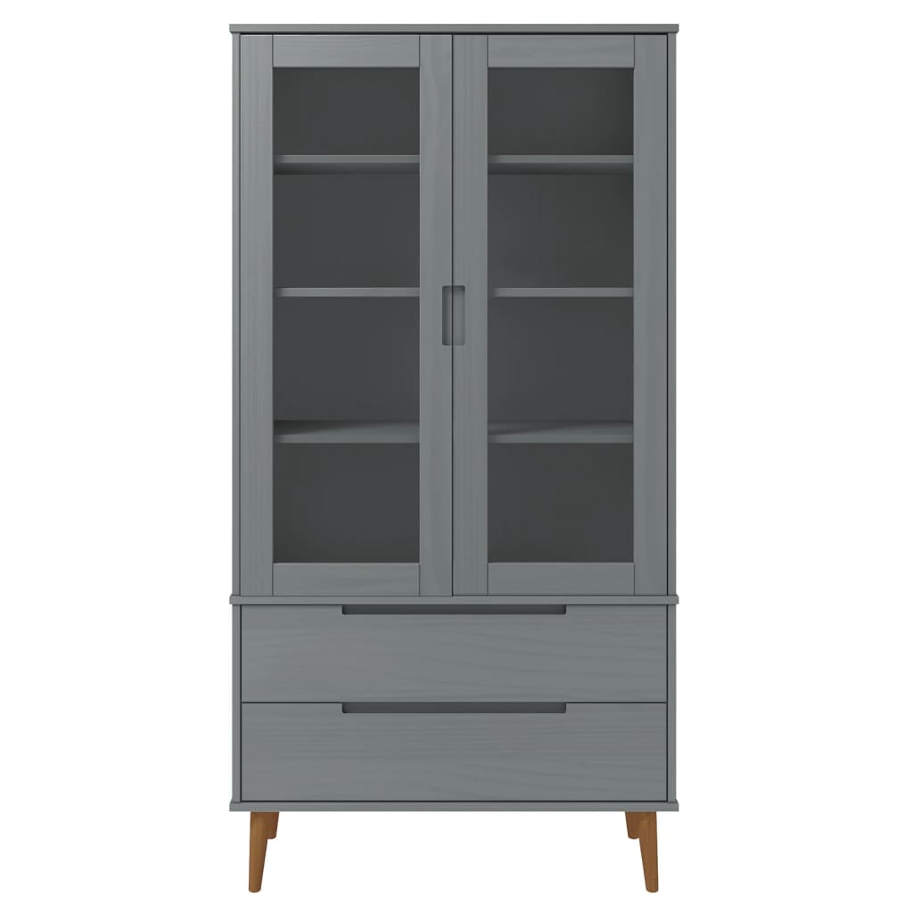 Vitrina molde 90x35x175 cm pinho maciço cinza