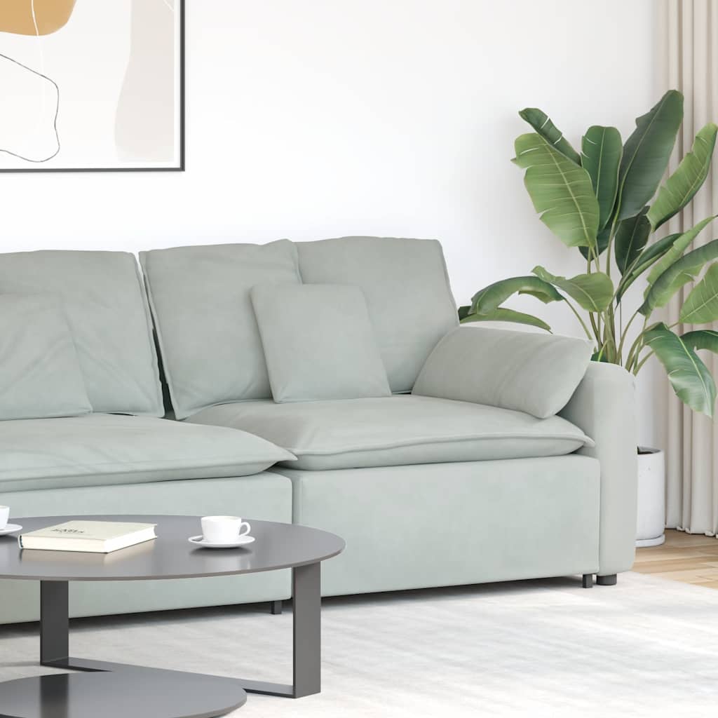 Módulo de extremidade de apoio de braço para sofá modular com almofadas, cinza claro, 100 cm