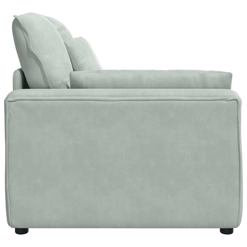 Módulo de extremidade de apoio de braço para sofá modular com almofadas, cinza claro, 100 cm