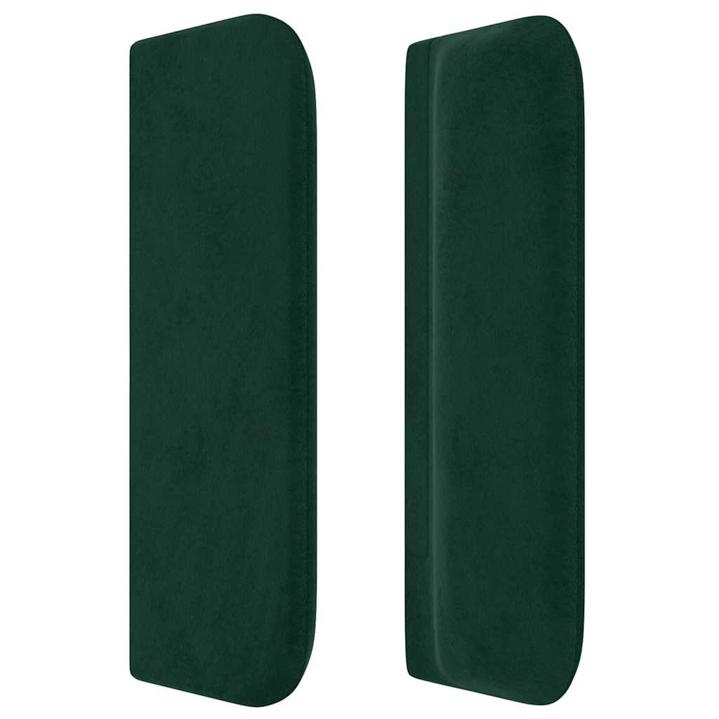 Cabeceira de cama c/ abas veludo 203x16x78/88cm verde-escuro