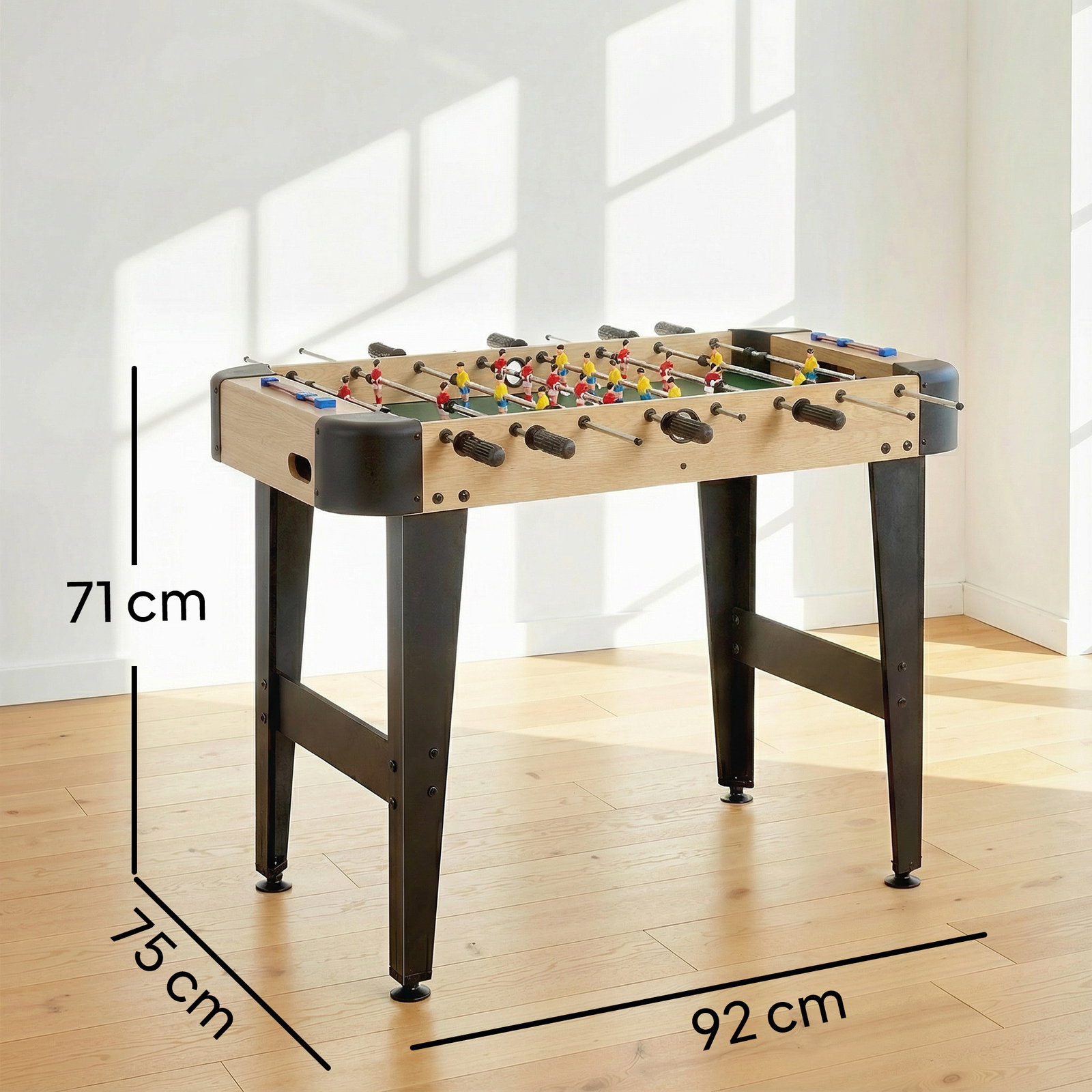 Mesa de matraquilhos de 92 cm com 22 jogadores 2 bolas marcadores manuais pegas antiderrapantes madeira