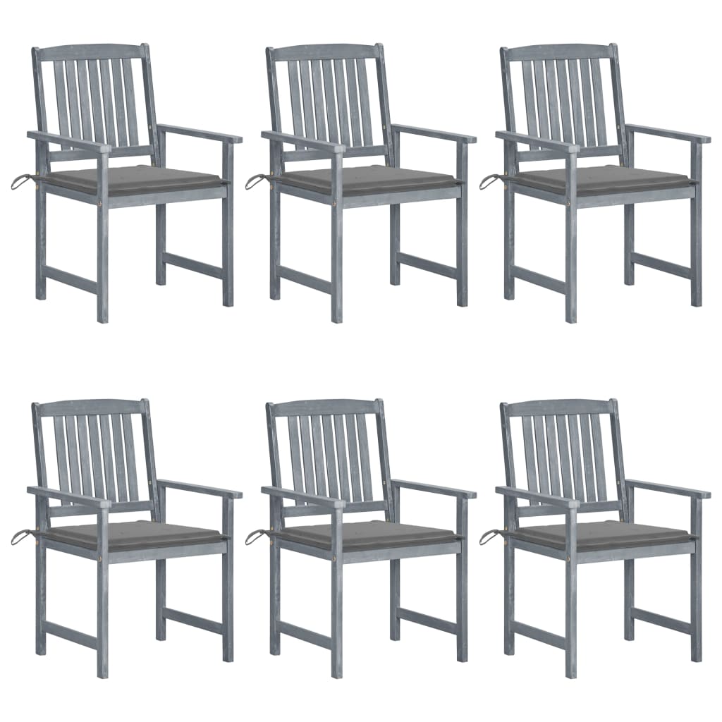 Cadeiras de jardim c/ almofadões 6 pcs acácia maciça cinzento