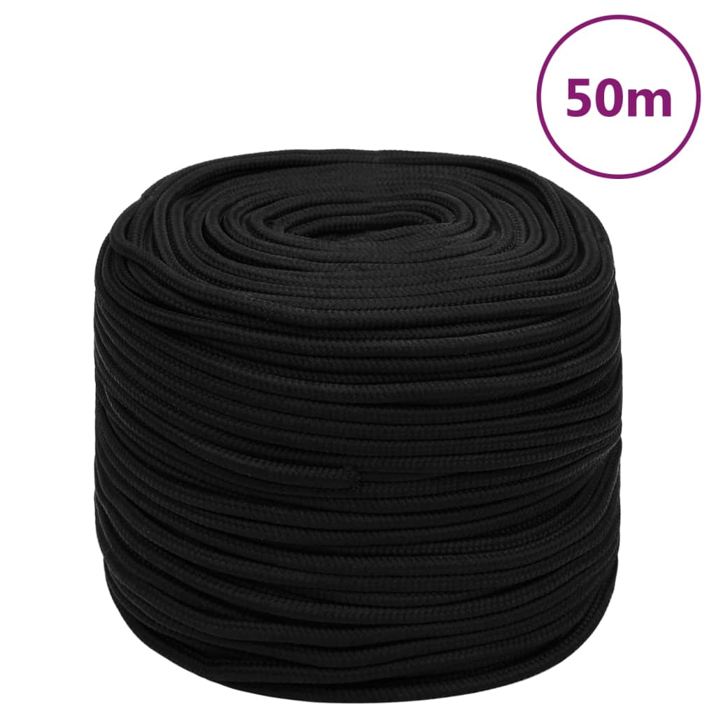 Corda de trabalho 8 mm 50 m poliéster preto