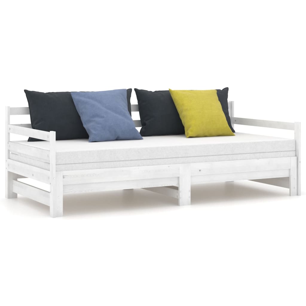Estrutura sofá-cama de puxar 2x(90x200) cm pinho maciço branco