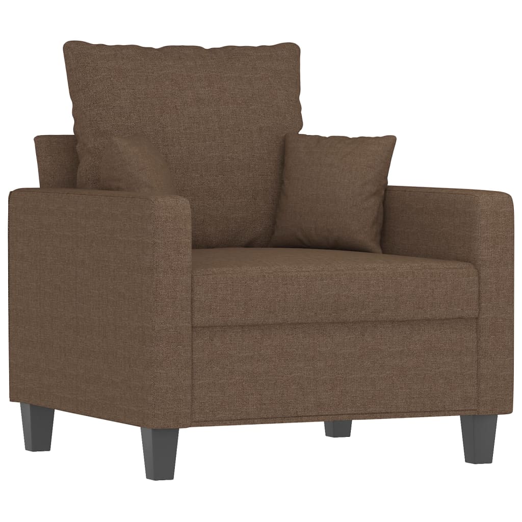 3 Pcs conjunto de sofás com almofadas tecido castanho