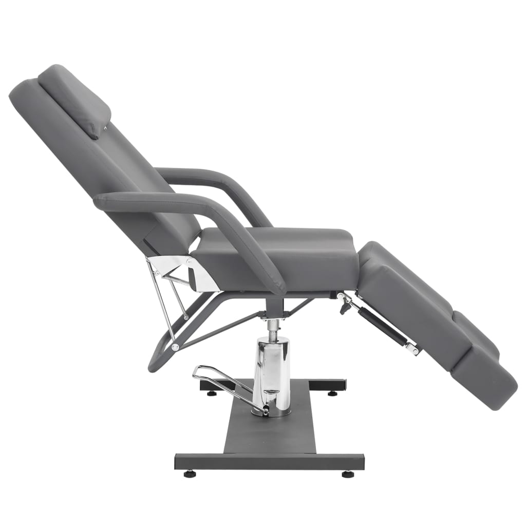 Cadeira de esteticista couro artificial 180x62x78 cm cinzento