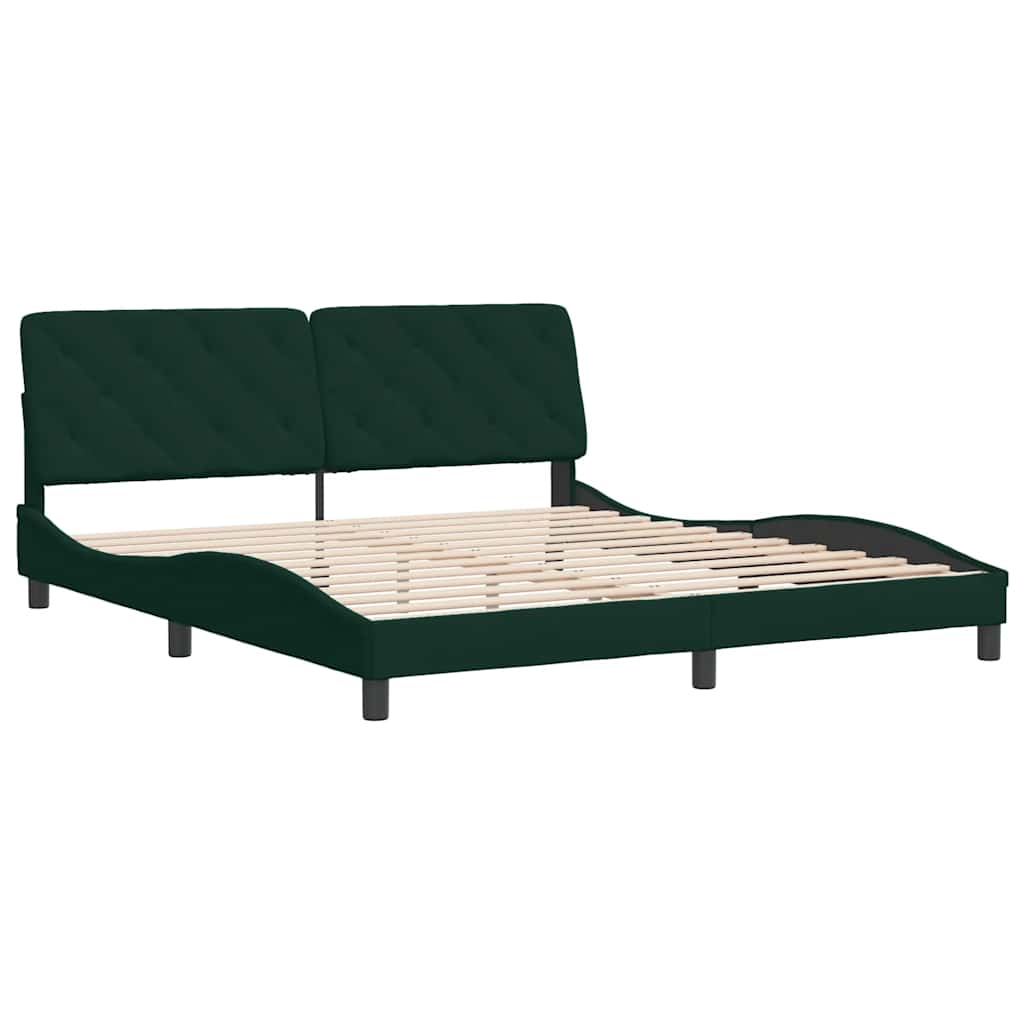 Estrutura de cama sem colchão 180x200 cm veludo verde-escuro