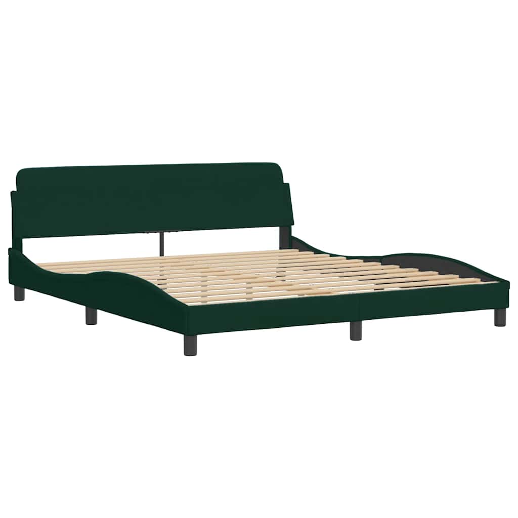 Estrutura de cama sem colchão 180x200 cm veludo verde-escuro