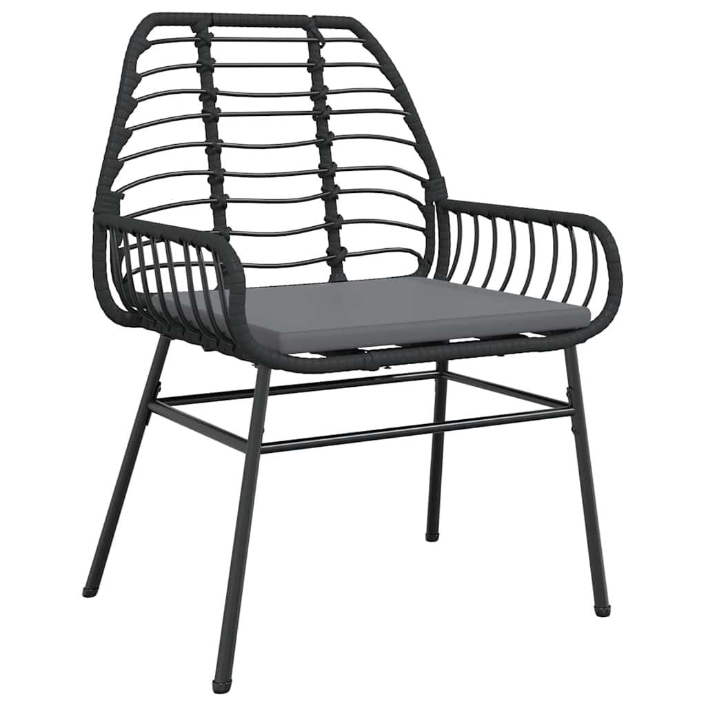 Conjunto de jantar jardim 7 peças almofadas vidro vime PE preto