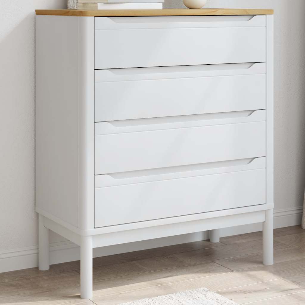 Cómoda floro madeira de pinho maciça branco