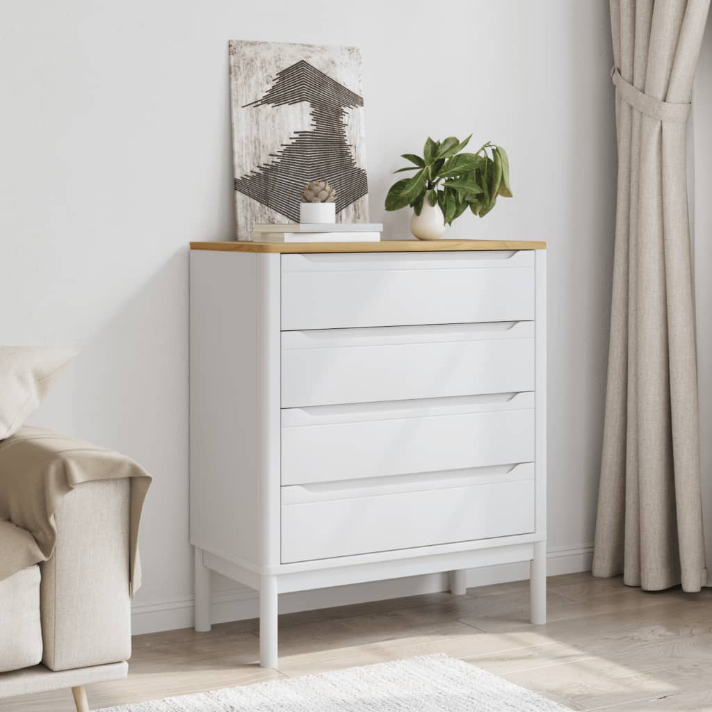 Cómoda floro madeira de pinho maciça branco