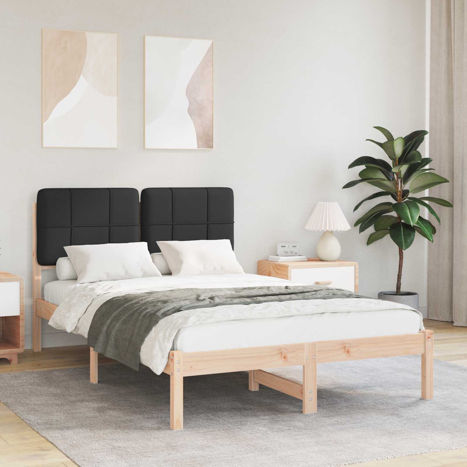 Estrutura de cama com cabeceira estofada preto 120 x 200 cm