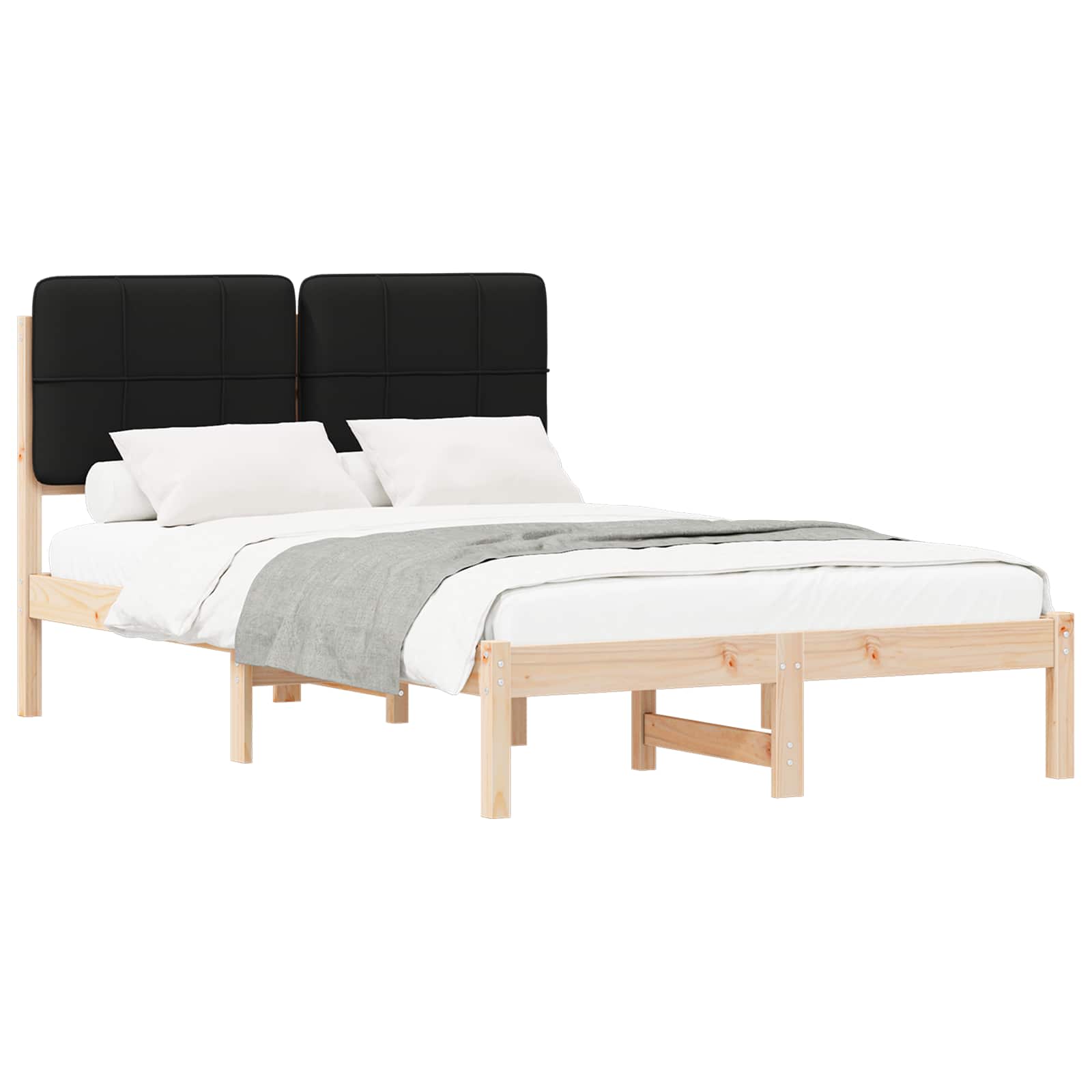 Estrutura de cama com cabeceira estofada preto 120 x 200 cm