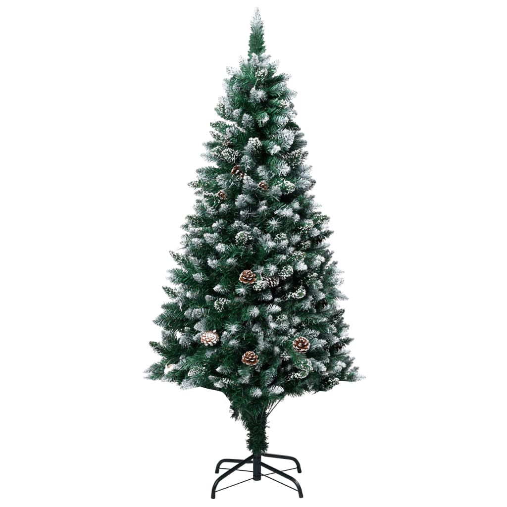 Árvore de natal artificial com pinhas e neve branca 180 cm