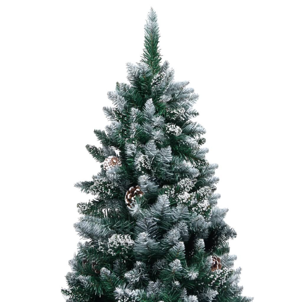 Árvore de natal artificial com pinhas e neve branca 180 cm
