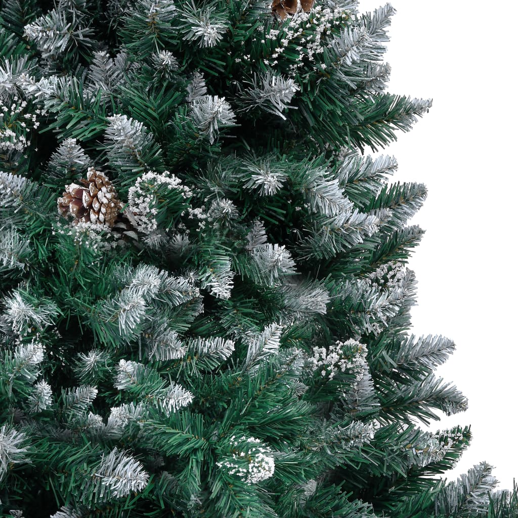 Árvore de natal artificial com pinhas e neve branca 180 cm