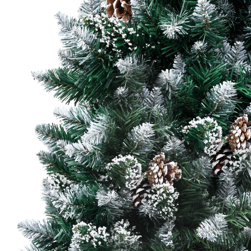 Árvore de natal artificial com pinhas e neve branca 180 cm