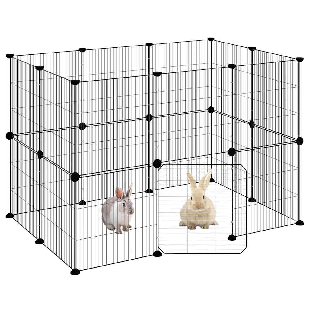 Gaiola p/ animais de 20 painéis c/ porta 35x35 cm aço preto