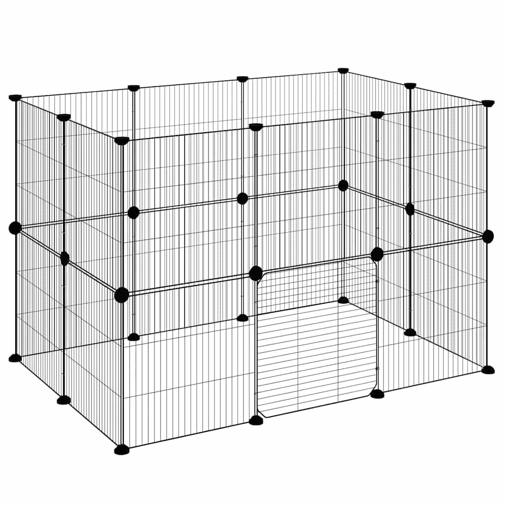 Gaiola p/ animais de 20 painéis c/ porta 35x35 cm aço preto