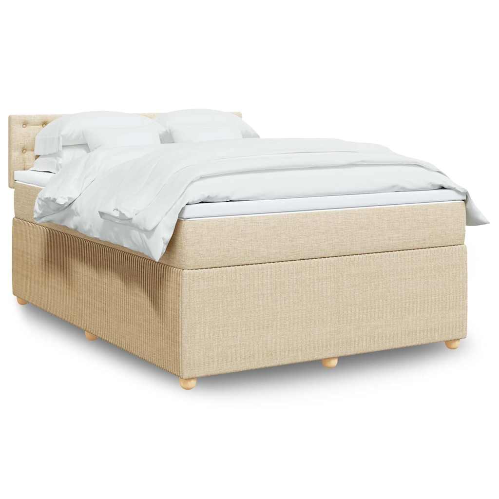 Cama com molas/colchão 140x190 cm tecido cor creme