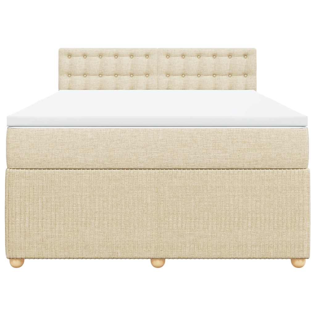 Cama com molas/colchão 140x190 cm tecido cor creme