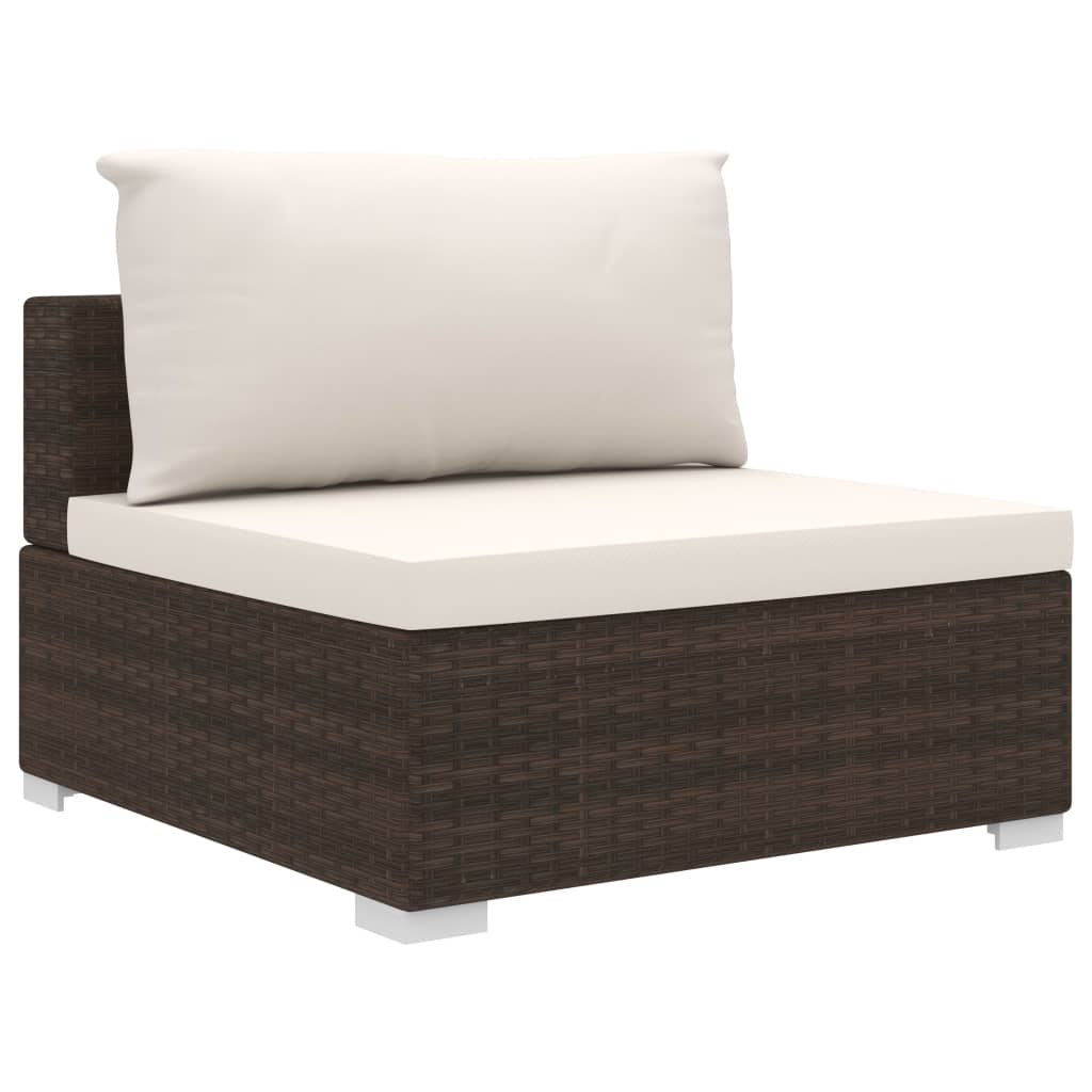 8 Pcs conjunto lounge jardim c/ almofadões vime PE castanho