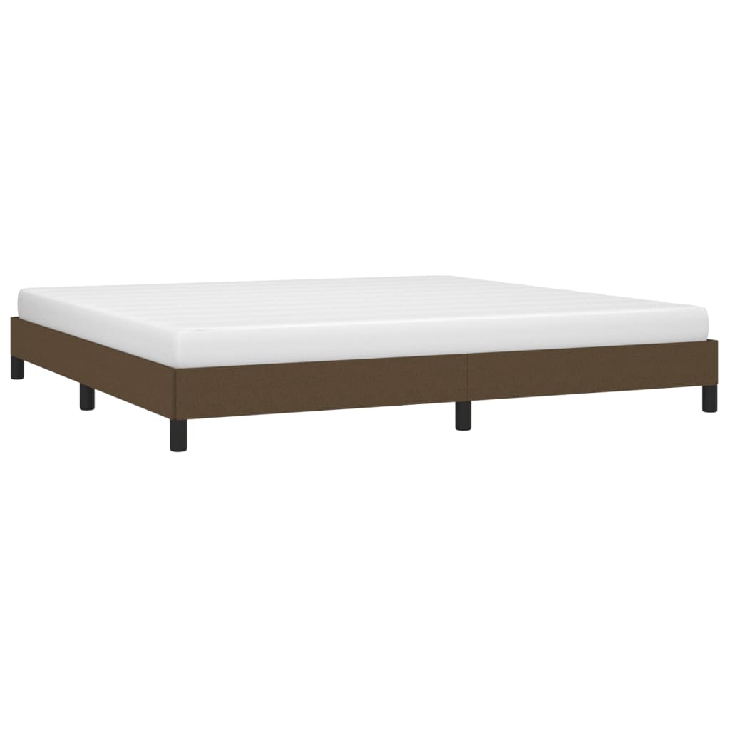 Estrutura de cama sem colchão 200x200 cm tecido castanho-escuro