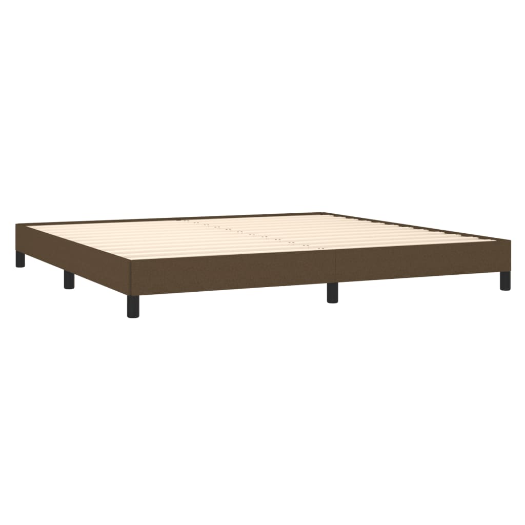 Estrutura de cama sem colchão 200x200 cm tecido castanho-escuro