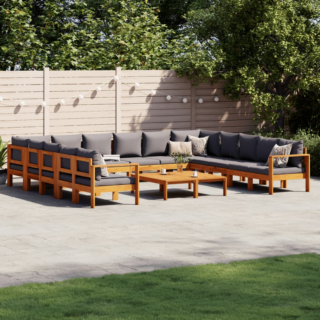10 Pcs conjunto de sofás de jardim com almofadões acácia maciça