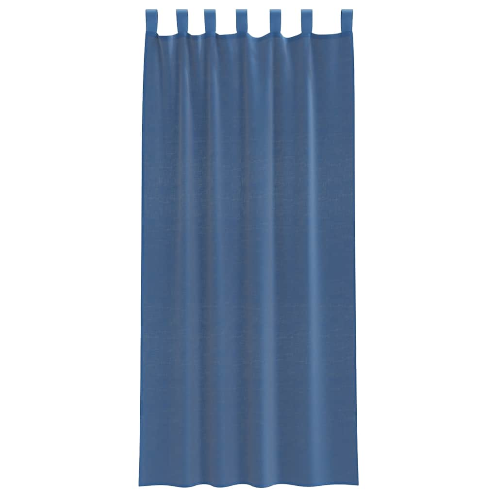 Cortinas de voile com laços 2 pcs azul real 140x225 cm
