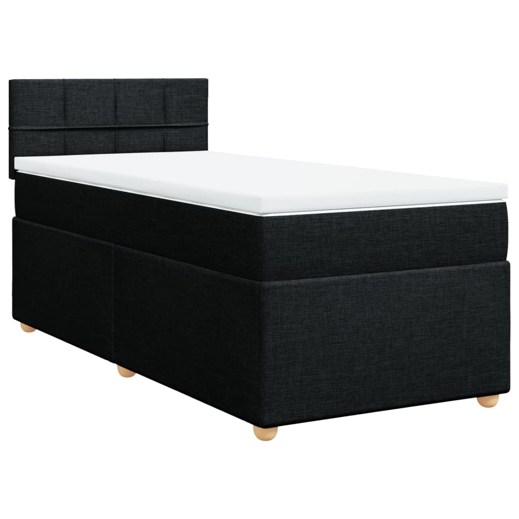 Cama com molas/colchão 90x190 cm tecido preto
