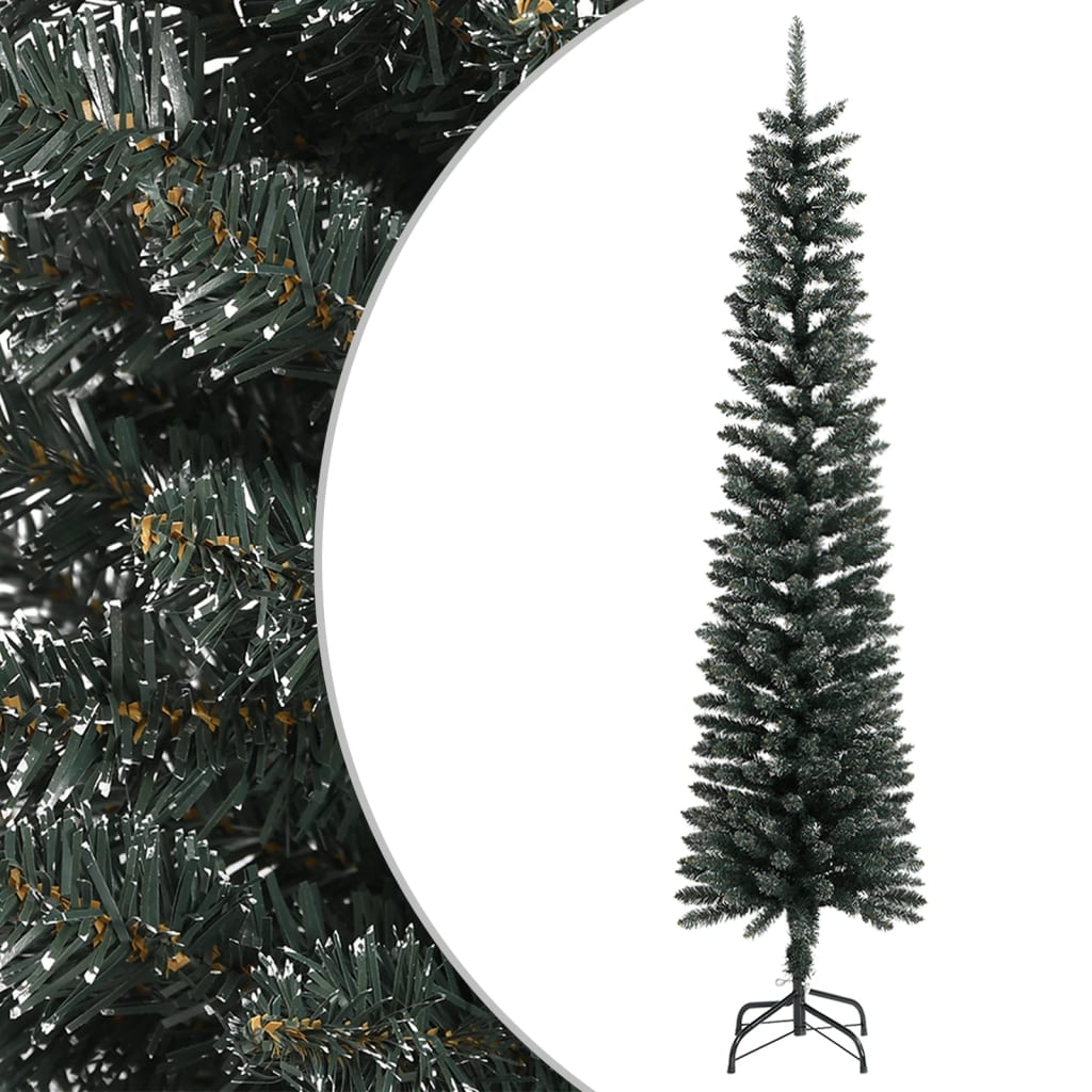 Árvore de natal artificial fina com suporte 240 cm PVC verde