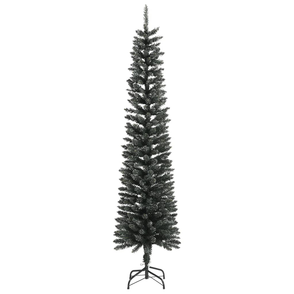 Árvore de natal artificial fina com suporte 240 cm PVC verde