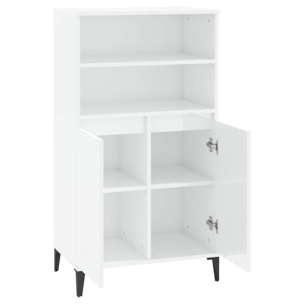 Aparador alto 60x36x110cm derivados de madeira branco brilhante