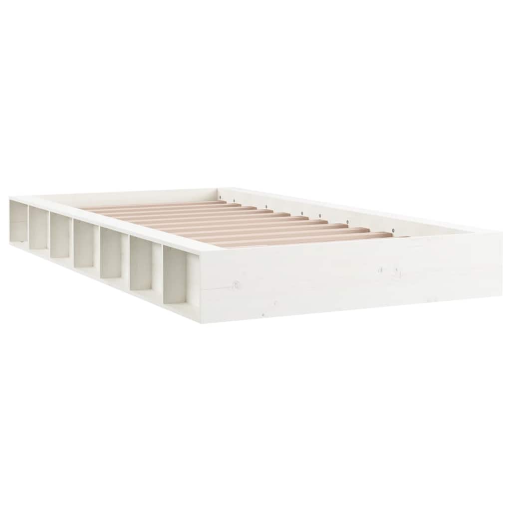 Estrutura de cama casal 135x190 cm madeira maciça branco