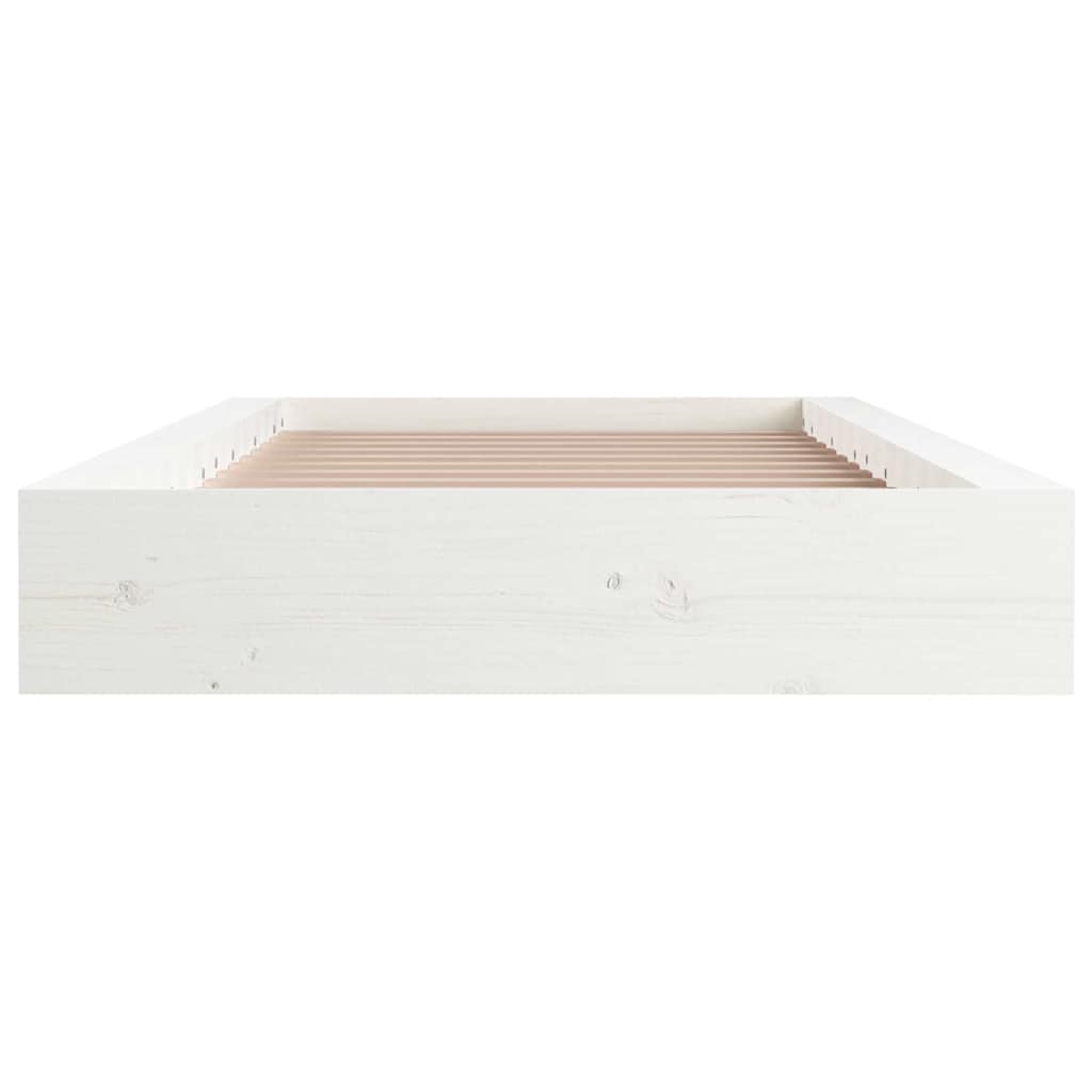 Estrutura de cama casal 135x190 cm madeira maciça branco