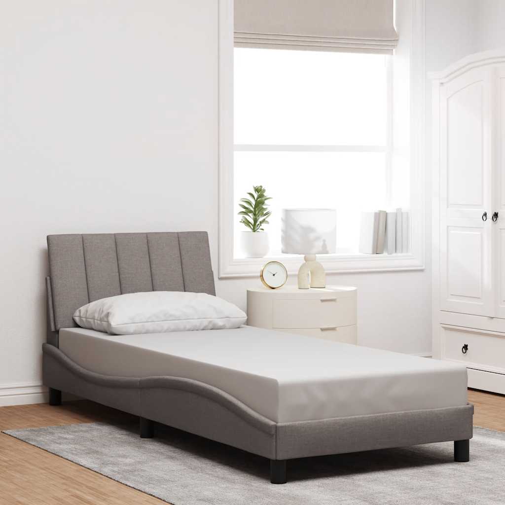 Estrutura de cama sem colchão hanko 90x200 cm tecido cinza-acastanhado