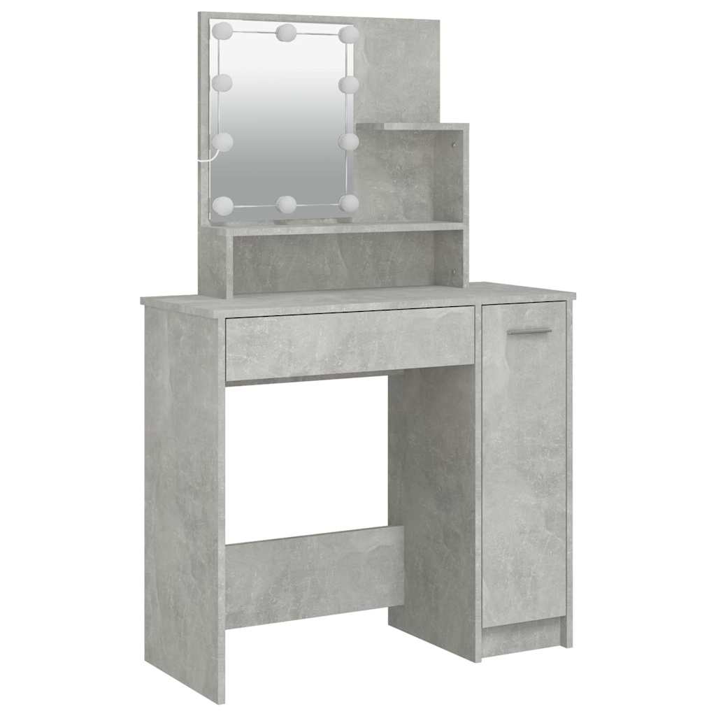 Toucador com leds 86,5x35x136 cm cinzento cimento