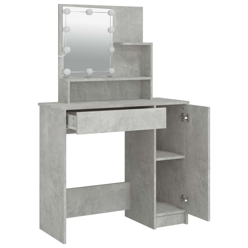 Toucador com leds 86,5x35x136 cm cinzento cimento