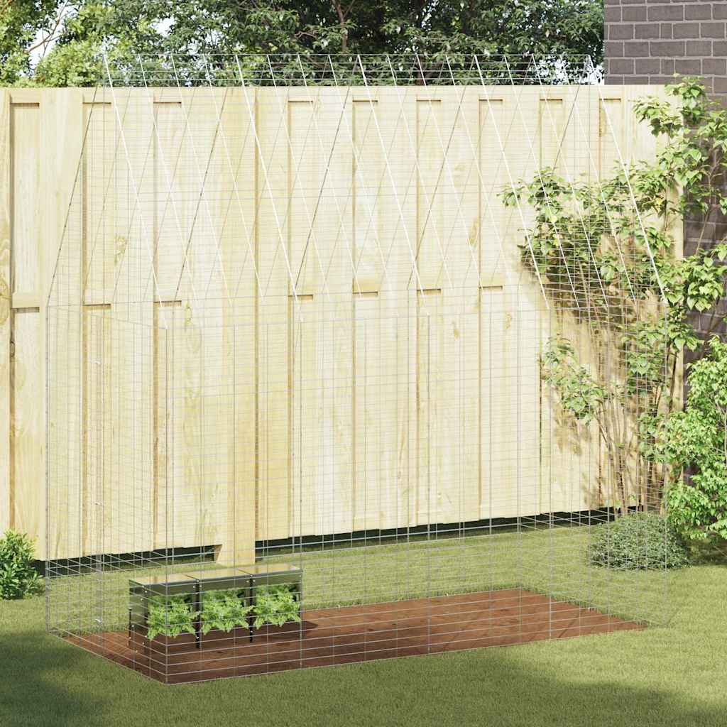 Gaiola para coelhos prateado 200 x 100 x 210 cm aço galvanizado