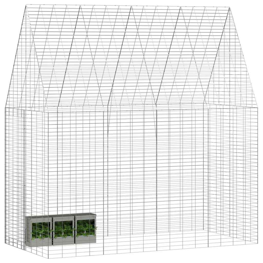 Gaiola para coelhos prateado 200 x 100 x 210 cm aço galvanizado